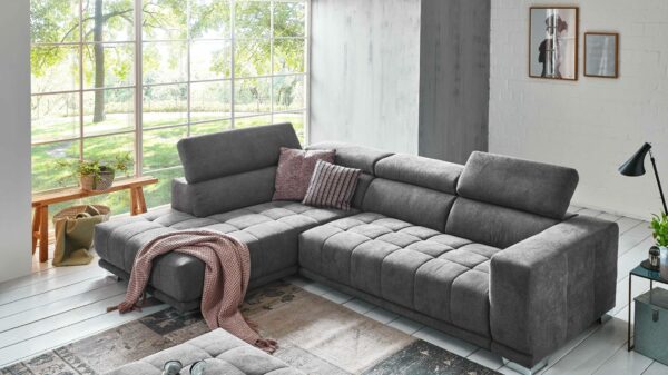 KAWOO Serie 7587 – Ecksofa mit Kopfpolsterverstellung